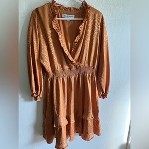 Emma & Michele Terracotta Dress with Ruffle Accents